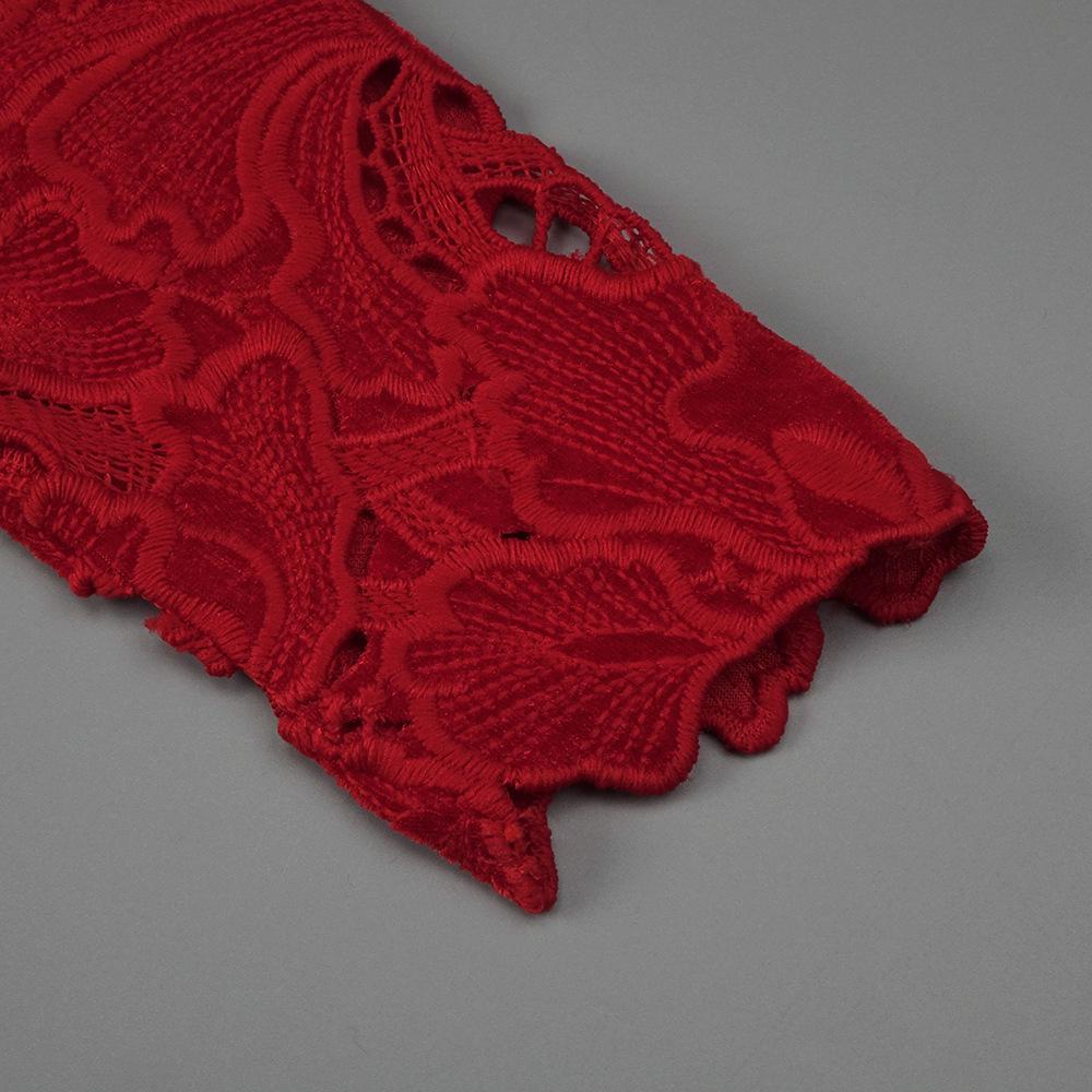 Autumn Red Lace Zipper Dress: Long Sleeve Christmas Style Women's Fashion