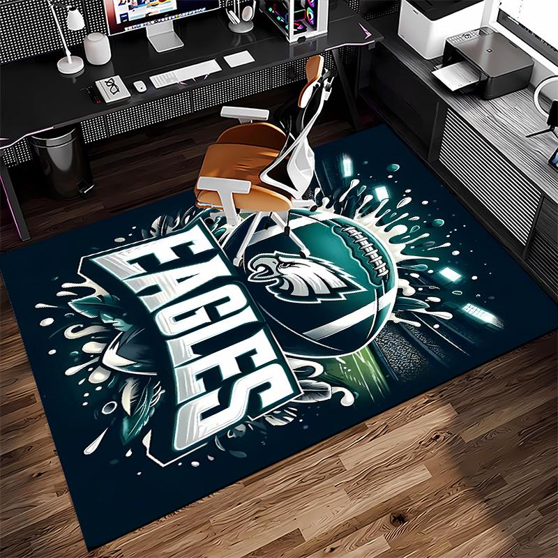 1pc Philadelphia Eagles LOGO Print Area Rug - Soft,Washable Non-Slip Indoor Mat for Office Chairs,Living Room,Home Office Decorative Rug