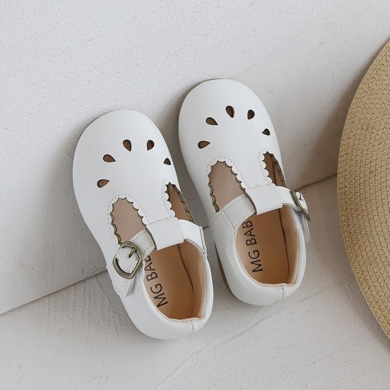 Kids Hollow Out Scallop Edge Mary Jane Flat Shoes 16 белый