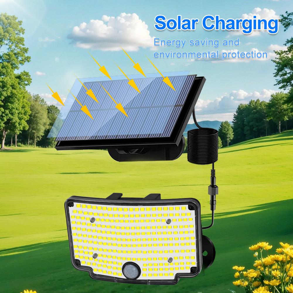 Solar Security Light Outdoor Garden 243 LED Solar Dual PIR Motion Sensor Light 3 Modes Solor Powered Wall Lights for Garden Fenc