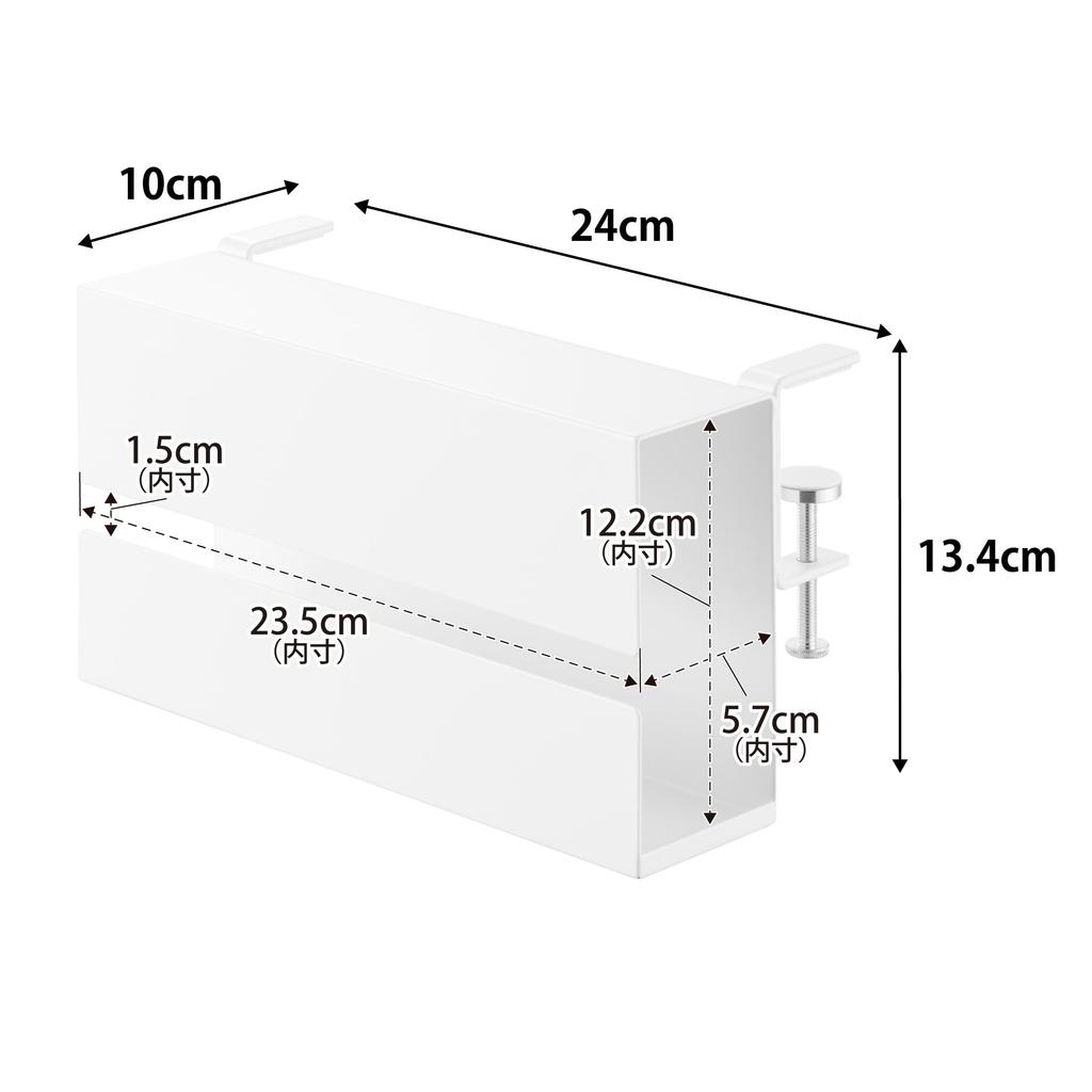 Yamazaki Tower Tableside Tissue W24 X D10 X Easy Installation with Adjustable Desk Model 10371 Case, White, H13.4cm, Screws, Attachment,