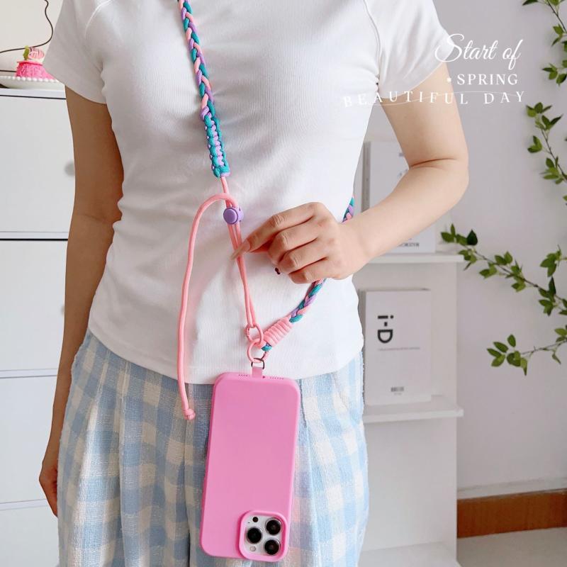 1 Piece Crossbody Can Carry Colorful Phone Lanyard Strap Hanging Chain Pendant Woven Mobile Phone Lanyard