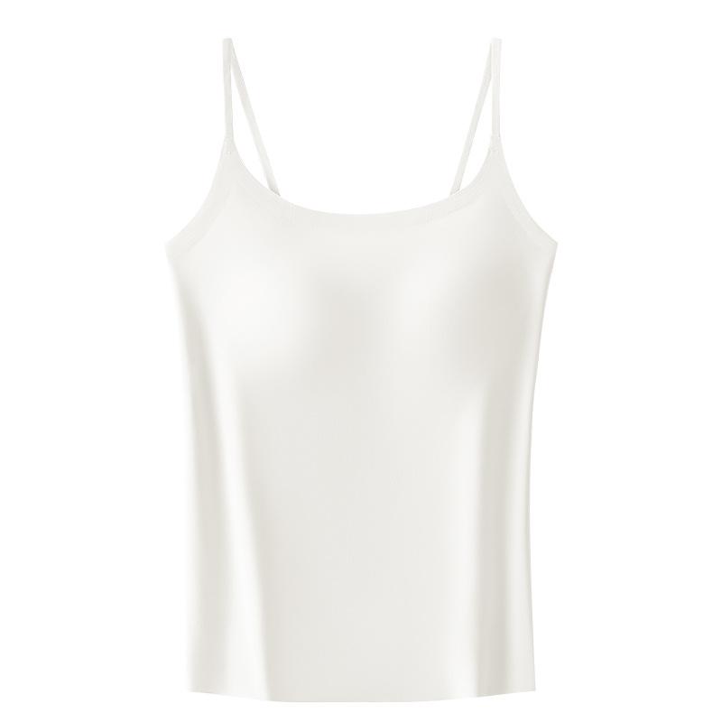 Small Camisole Vest Style Women's Summer Thin Design with A Beautiful Back and Seamless Chest Cushion Integrated Base White Outer Top