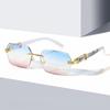 New Frameless Trimmed Sunglasses Women's Fashion Trend Gradual Change Color Marine Sunglasses