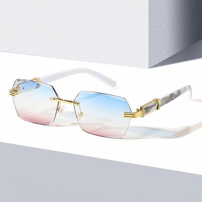 New Frameless Trimmed Sunglasses Women's Fashion Trend Gradual Change Color Marine Sunglasses