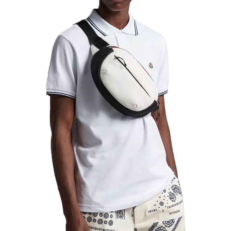 Moncler Logo Patch Polo Shirt Embroidered Print Short Sleeve Men Polo Shirts White J10918A0002584556001