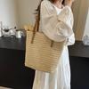 Fashion Woven Tote Bag for Women, Large Capacity Casual Shoulder Handbag, Summer Beach and Vacation Bag with Zipper CLE