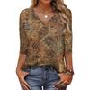 Women's T Shirt Print 3/4 Sleeve Daily Weekend Fashion Basic V- Neck Regular Top
