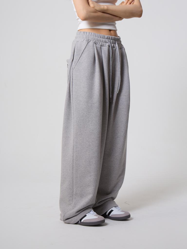 UNKNOWN PLANET [Fleece-Lined Version Added] Daily Double-Pleat Wide Sweatpants Gray