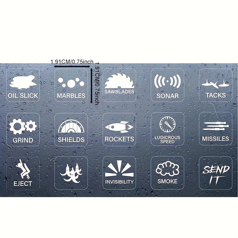 1pc Vinyl Car Decal Switch Labels, Novelty Unused Button Stickers, Self-Adhesive Auto Interior Decals with Alphabet Print, Single Use, Irregular Shape