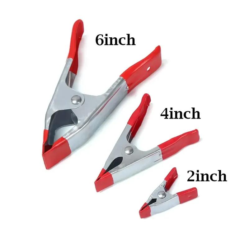 1pc 2/4/6 Inch Multifunction Metal Sheet Spring Clamps Tent Clip A-type  Crocodile Clip Red Plastic Tips Tool Clips Grip Holder