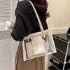 2pcs/set Elegant Transparent Jelly Bag PU Leather Handbag Clutch Bag Clear PVC Shoulder Bag  Travel