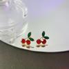 Sweet Cherry Earrings for Women Red Cherry Fruit Stud Earring Cute Girl Simple Exquisite Edition Luxury Designer Zircon