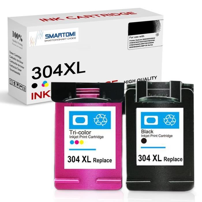 Cartouches d'Encre - SMARTOMI - Compatible HP 304 XL - Pack de 2 - Multi-couleurs - Jet d'encre