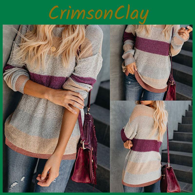 Soft And Cozy Women Winter Loose Striped Sweater Ideal For Layering This Season