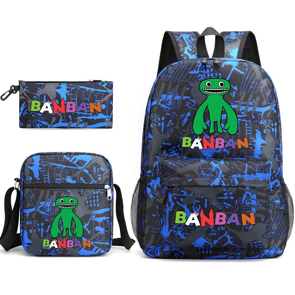 Three-piece Foreign Trade Schoolbag Casual Canvas Backpack Male and Female Students Backpack Printing