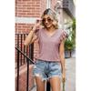 2026 Summer New Women's V-neck T-shirt with Hollow Out Short Sleeves Casual Top