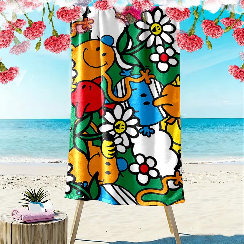 Mr. Men and Little Miss Print Beach Towel, Large Soft Quick Dry Towel for Beach Camping Swimming