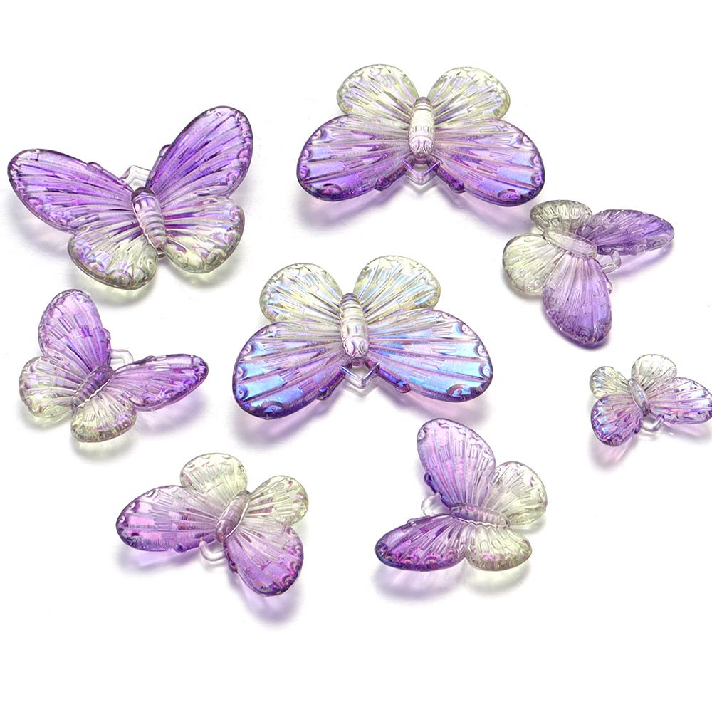 10-40pcs/lot Butterfly Acrylic Beads Gradient Color Loose Beads For Jewelry Making DIY Phone Case Handmade Gifts Accessories