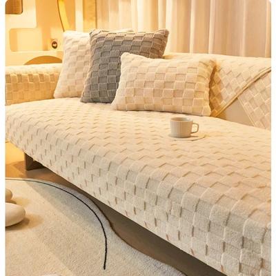 Cream Style Sofa Cushion Simple Fashionable Straight Row Sofa Cover Cloth Towel Nordic Plush Thickened Anti Slip Seat Cushion