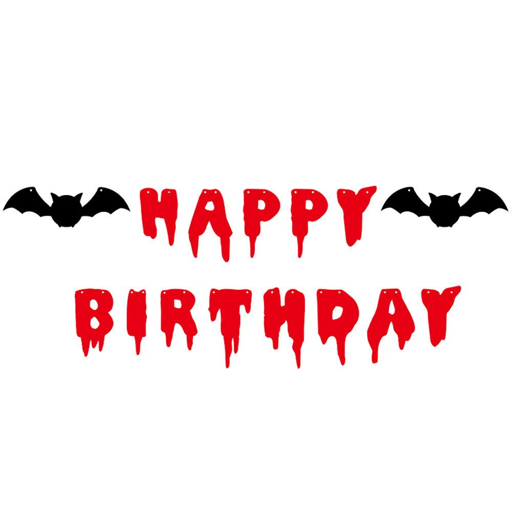 Blood Bat Halloween Letter Pull Flag Happy Halloween Latte Boo Banner Customization