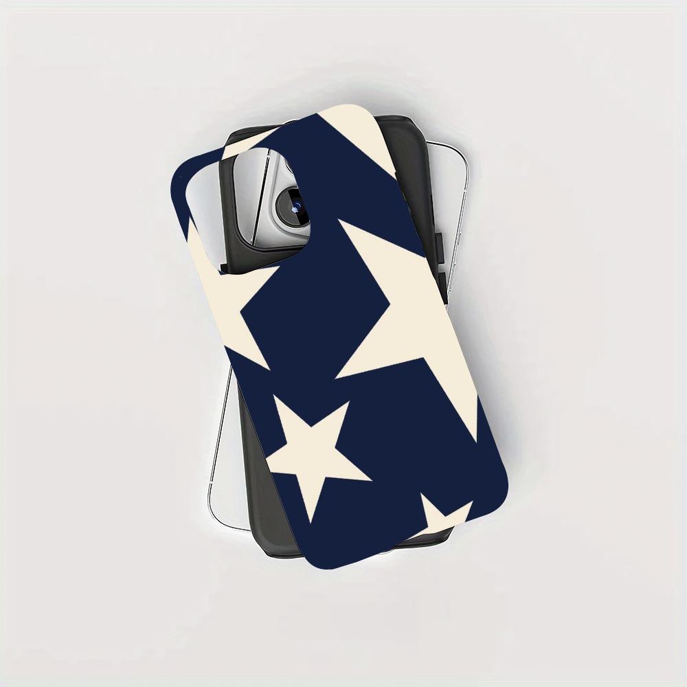Blue background and white star 2-in-1 phone case suitable for iPhone 17 16 15 14 13 12 11 Pro/Max/Plus anti drop and shockproof