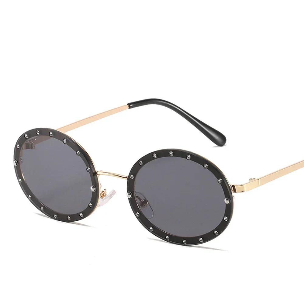 Luxury Diamond Oval Sunglasses For Men And Women Small Frame Fashion Shades With Uv400 Protection