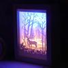 Uonlytech Forest Deer Papercut Light Box Decorative 3D Shadow Light LED Lamp Night Light for Christmas Gift