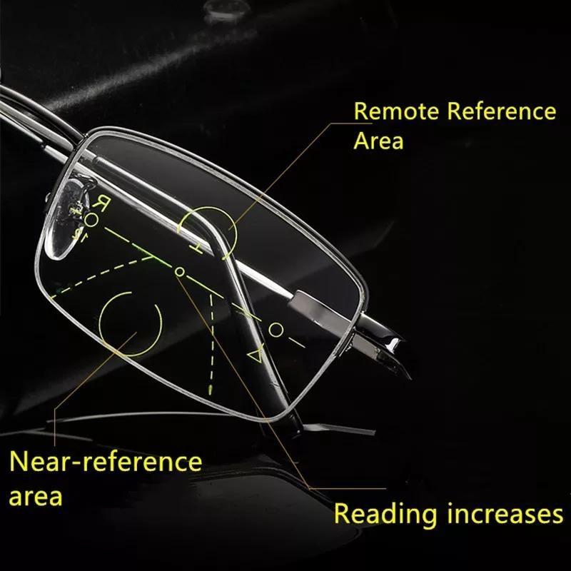 Titanium Alloy Progressive Multifocal Reading Glasses Men Blue Light Blocking Presbyopic Glasses Women Hyperopia Eyewear