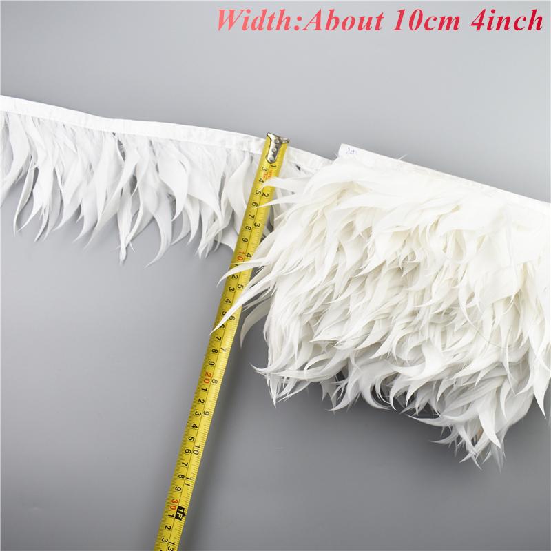 1Meters White Black Pheasant Feathers for Clothes Ribbon on Tape Rooster Goose Turkey Marabou Ostrich Fringe Trim Sewing Decor