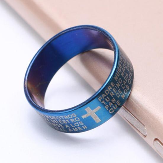 Pár Titanium Steel Cross Bible Text Finger Prsten Party šperky doplněk dárek