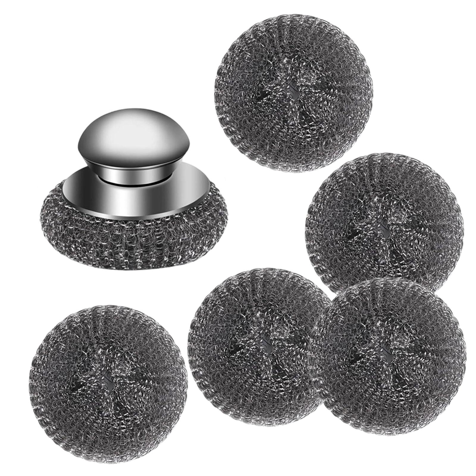 

1set Durability Steel Wool Scrubbers with Ergonomic Handle for Removing Stubborn Grease and Rusts Professional Use