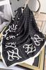 Black Scarf with Cream Monogram 90X90 - Chic and Expressive