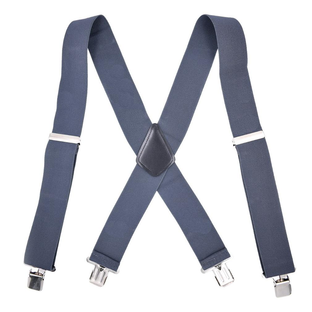 Men's 5CM Wide X-Back Suspenders Elastic 4 Clips Heavy Duty Adjustable Braces