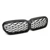 Compatible Grille for 21-23 BMW 5 Series G30/G38 - Starry Sky Black with Silver Dots, Bright Black, and Semi-Silver Mesh Design.