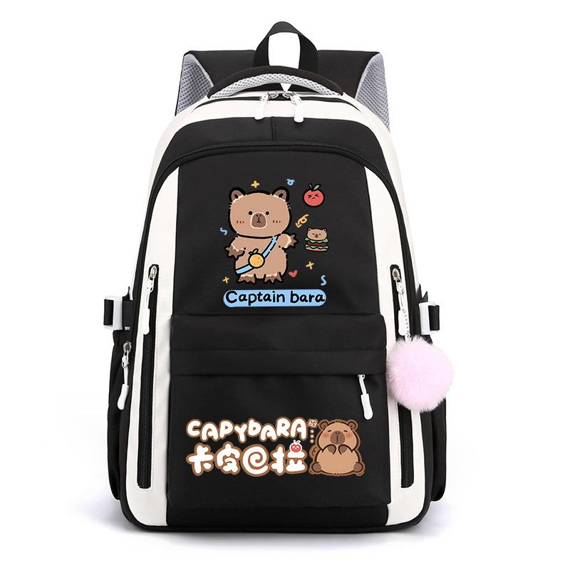 Kapibara Schoolbag New 2024 Ridge Protection Cute Men and Women High Value Cartoon Printing Large Capacity Backpack