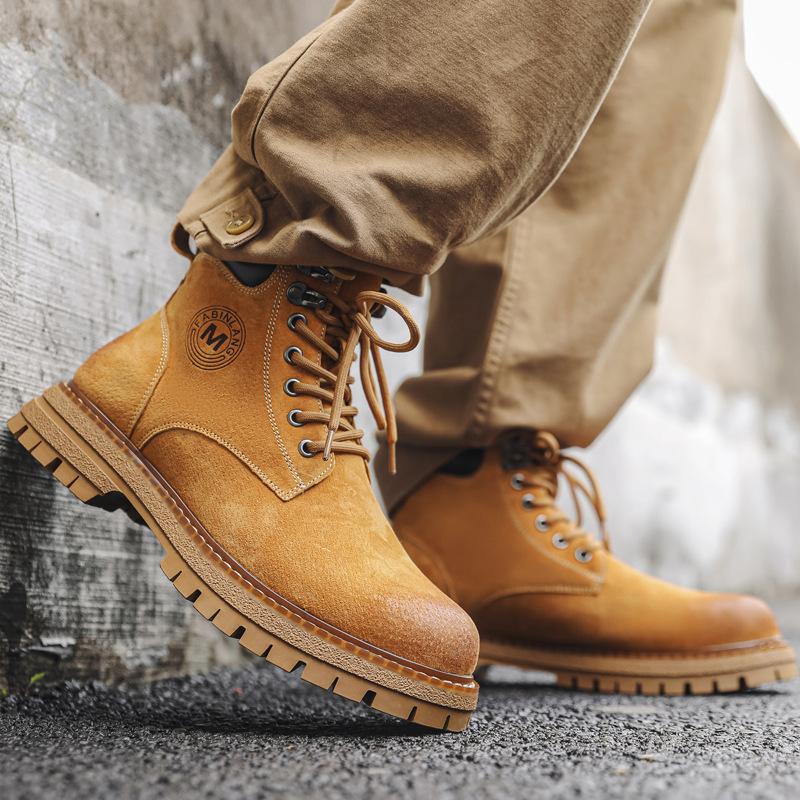 2024 autumn and winter velvet trend Korean version of fashion versatile high-top retro British style light casual shoes men 6711-J