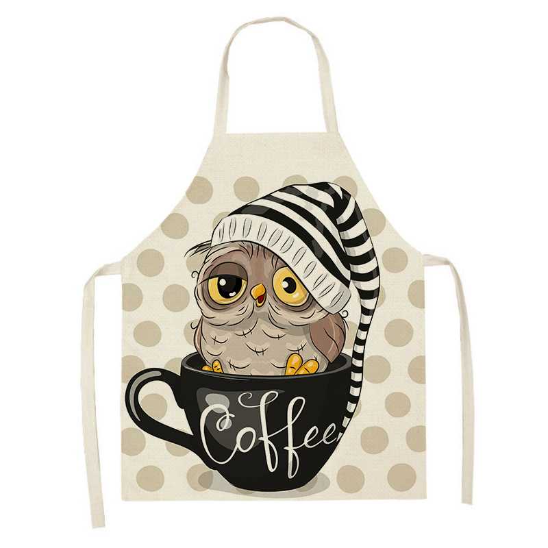 Cartoon Owl Printed Kitchen Apron Antifouling Waterproof Sleeveless Home Cleaning Tools Restaurant Chef Bib Cooking Accessories