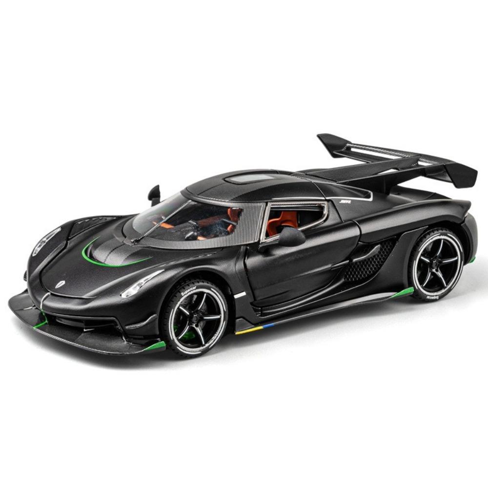 

1/24 Koenigsegg jesko Крутая спортивная машина, модель из сплава, двери-гильотина, имитация звука и света, восстановленные детали, изысканные настольные украшения чёрный