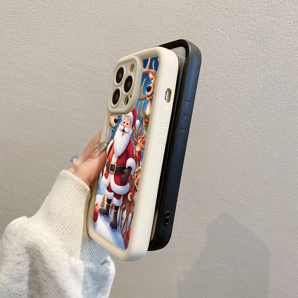 Ae119 Merry Christmas Santa art design Phone Cases for iPhone 16 14 13 11 Pro Max 15 7 8 6 Plus 12 mini XR XS Max SE Angel Eye Ladder Protective Cover