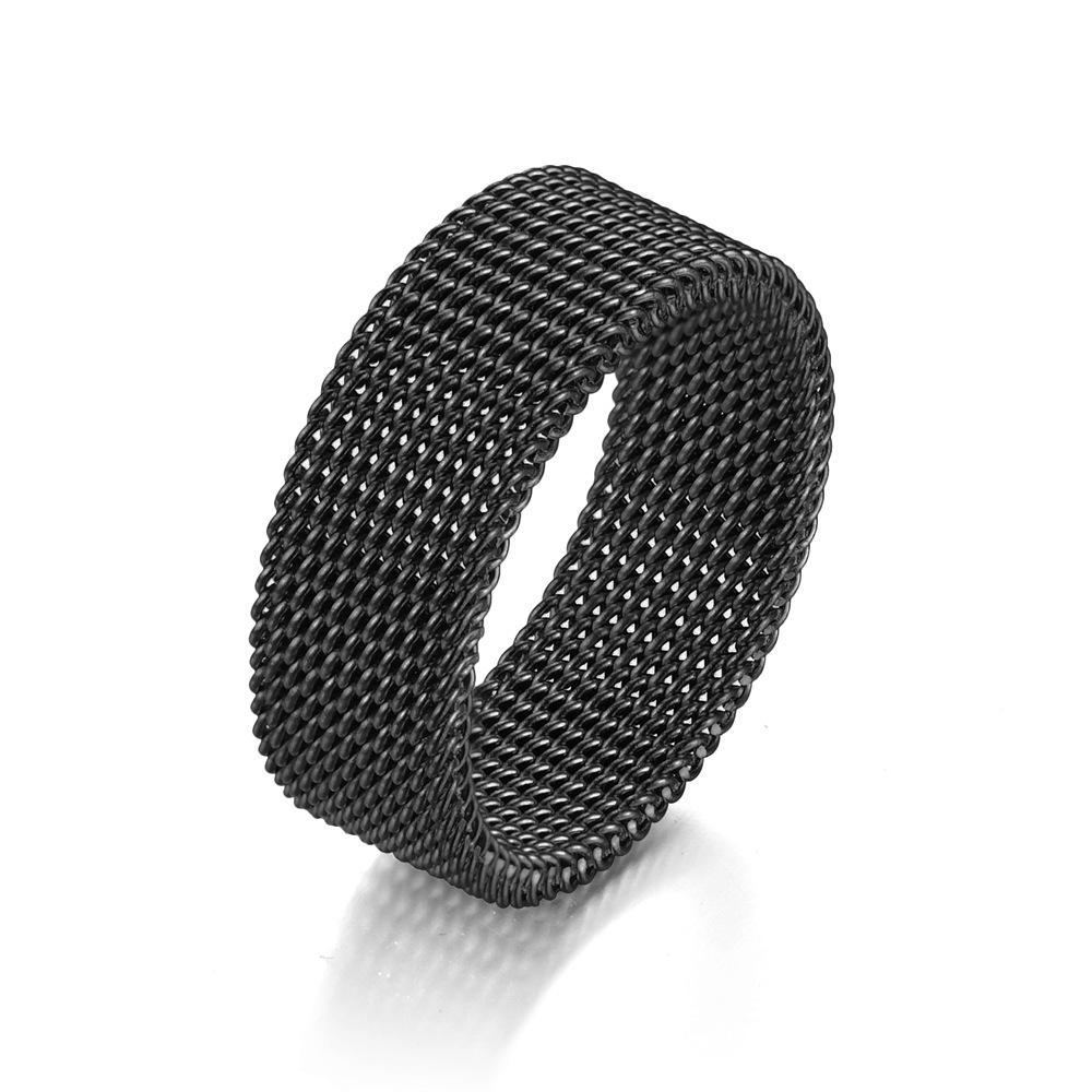 1Pc Fashionable and Versatile Classic Style Mesh Ring, Mesh Titanium Steel Ring