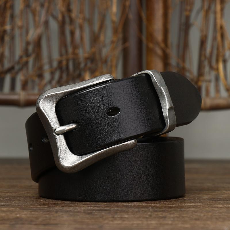 Belt Men's Retro Thickened First Layer Cowhide Leather Pin Buckle Trendy All-Match Washed Fashion Jeans Belt