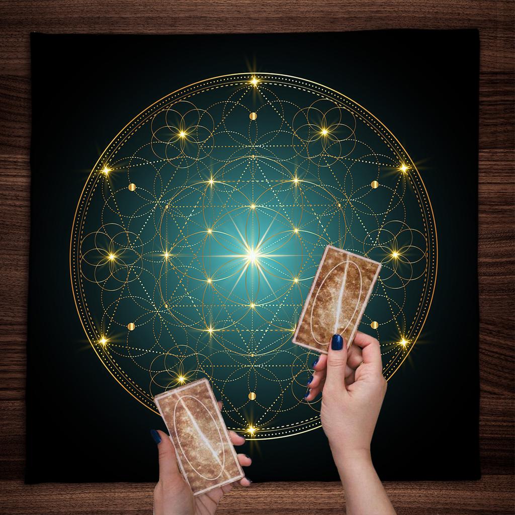 Geometrisches Altar Tuch Tarot Karten Tischdecke Mit Blume des Lebens Design Tarot Karten Lesematte Für Metatron Würfel Hexenhaftes Geschenk