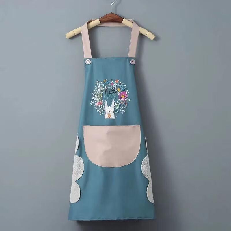 Hang-Neck Waterproof Kitchen Apron with Hand-Wiping Sides