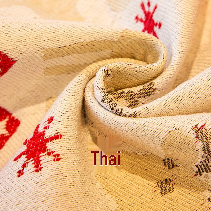Festive Red Chenille Non-Slip Sofa Cover for All Seasons - New Year & Christmas Style