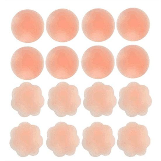 

16 шт. Многоразовые самоклеящиеся силиконовые накладки на соски для груди, наклейки-пастилки для бюстгальтера 8pcs