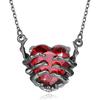 Exaggerated Punk Gothic Personality Dark Red Heart Ghost Claw Pendant Necklace for Women Men Black Hip Hop Jewelry