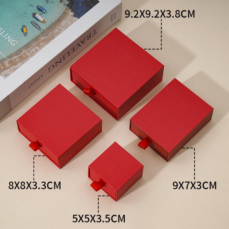 Necklaces Earrings Ring Drawer Boxes Small Travel Jewelry Gift Display Packaging Box Outer Paper Inner Velvet
