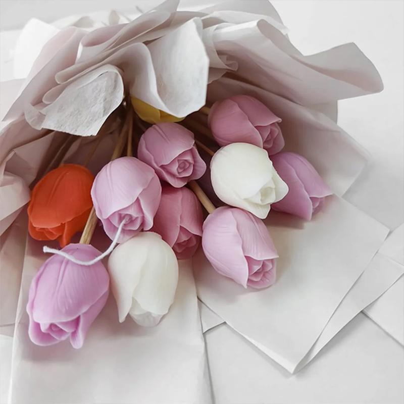 1PC Romantic Home Decor Candle Luxury Floral Fragrance Candle Fragrant Tulip Soy Candle Decorative Scented Candle 25cm