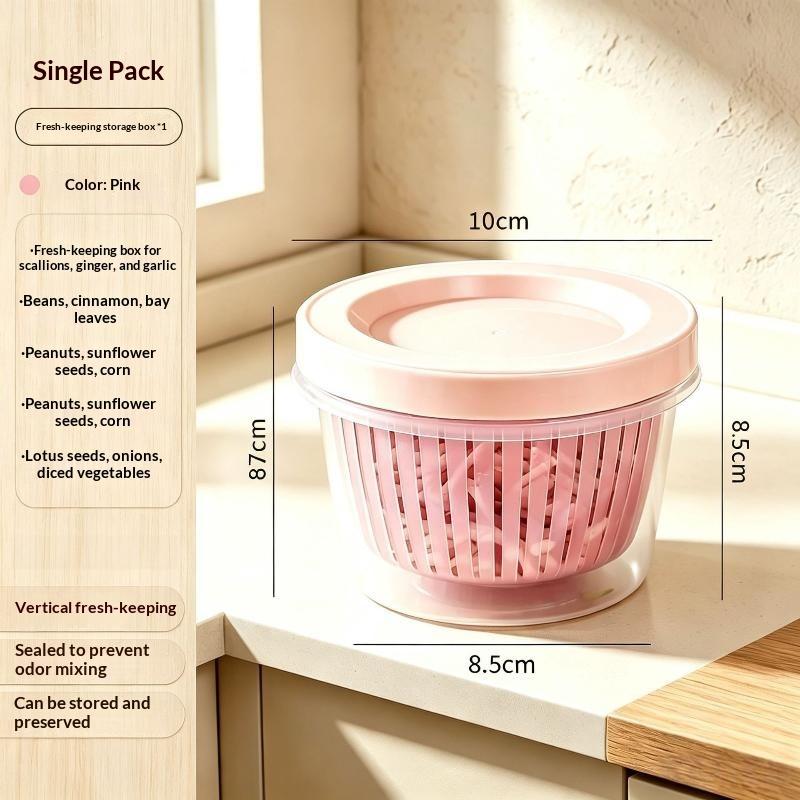 Plastic Food Storage Container Drainable Prep Box Sealed Fresh Keeping Box For Fruit Vegetable Refrigerator Kitchen